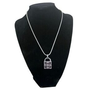 Rare Vintage Signed‎ Givenchy Paris NY 1987 Silver Padlock Necklace